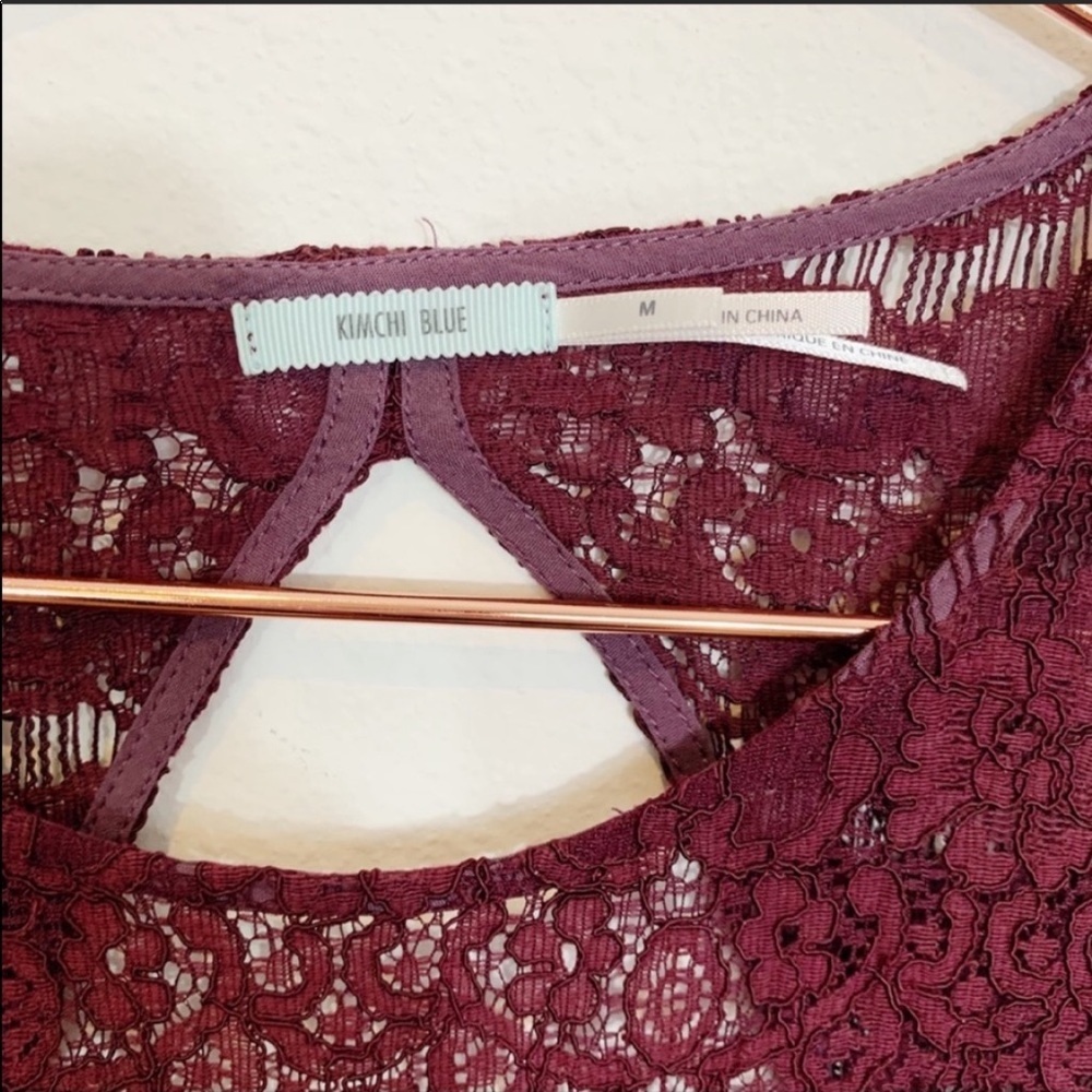 Urban Outfitters Maroon Burgundy Lace Sleeveless Dress Holiday Kimchi Blue - Picture 7 of 8